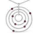 18K White Gold 2 1/6 Cttw Pave Set Diamonds and Red Ruby Openwork Circles 18" Pendant Necklace (G-H Color, SI2-I1 Clarity) - Adjustable up to 16" - 18"
