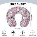 Personalized Travel Neck Pillow with Name | Sketched Leaf Print on Pink | Memory Foam | Botanical Gift for Women