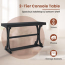 Narrow Console Table Vintage 52 Inch Long with Open Storage Shelf