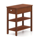 3-Tier Narrow End Table with Drawer and Storage Shelves