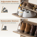 Narrow Shoe Storage Cabinet with Flip Drawers & Shelves
