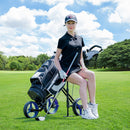 3 Wheels Push Pull Golf Trolley with Scoreboard Bag