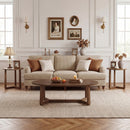 Nesting Coffee Table Set of 3 with Wood Veneered Top and Solid Rubber Wood Legs for Living Room