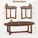 Nesting Coffee Table Set of 3 with Wood Veneered Top and Solid Rubber Wood Legs for Living Room