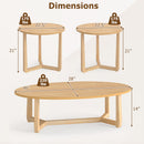 Nesting Coffee Table Set of 3 with Wood Veneered Top and Solid Rubber Wood Legs for Living Room