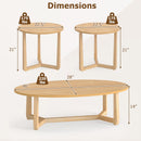 Nesting Coffee Table Set of 3 with Wood Veneered Top and Solid Rubber Wood Legs for Living Room