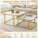 Nesting Coffee Table Set of 2 with Faux Marble Top