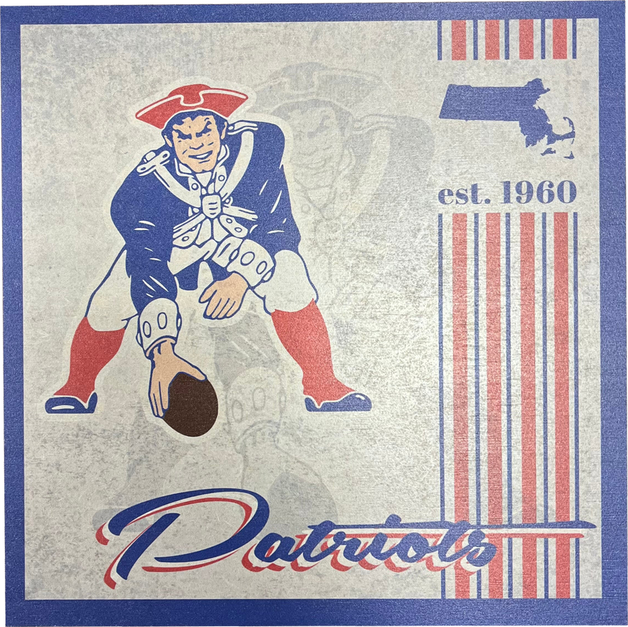 New England Patriots 9.5'' x 9.5'' Throwback Album Wood Sign