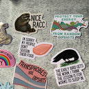 Nice Racc Die Cut Vinyl Sticker | Punny Vintage Historical Animal Illustration