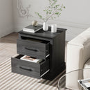 Wood Compact Floor Nightstand with Storage Drawers