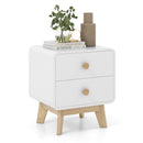 Nightstand with 2 Drawers Solid Rubber Wood Legs