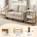 Nightstand with Charging Station and Adjustable Fabric Drawer for Bedroom and Living Room