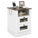 Nightstand with Charging Station and 2 Drawers Rustic Brown