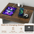 Nightstand with Charging Station and 2 Drawers Rustic Brown