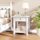 Nightstand with Drawer 3-Tier Modern Bedside Table with Open Shelf and Storage