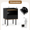 Nightstand with Drawer 3-Tier Sofa Side Table with Open Storage Shelf-Black