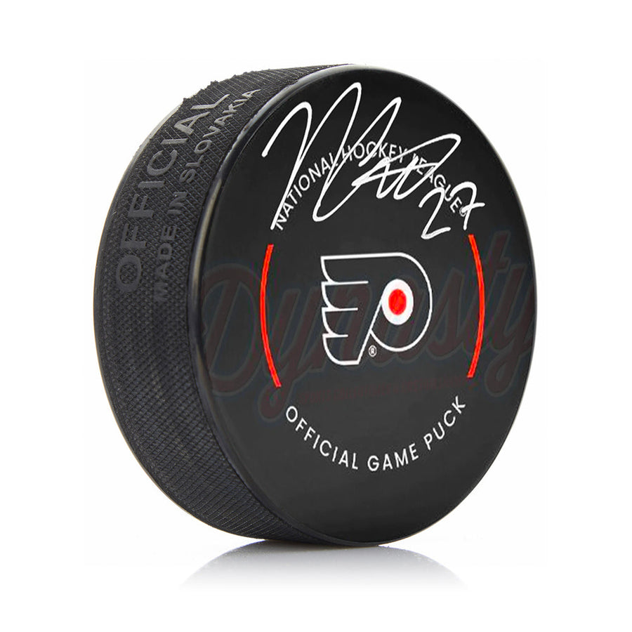 Noah Cates Autographed Philadelphia Flyers Hockey Game Model Puck