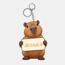 Personalized Capybara Plush Keychain with Custom Name Sign - Double-sided - 10cm / 4 inches