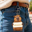 Personalized Capybara Plush Keychain with Custom Name Sign - Double-sided - 10cm / 4 inches
