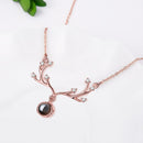 Custom Photo Projection Antler Necklace with Hidden 'I Love You' | Rose Gold & Platinum
