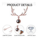 Custom Photo Projection Antler Necklace with Hidden 'I Love You' | Rose Gold & Platinum