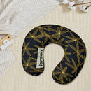 Personalized Gold Botanical Leaf Travel Neck Pillow with Name | Memory Foam, Detachable Washable Cover | Luxury Custom Gift