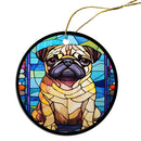 Dog Breed Christmas Ornament Stained Glass Style, "Pug"