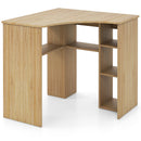 Corner Computer Desk Triangle Home Office Desk with Adjustable Shelf and Arc-Shaped Profile