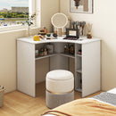 Corner Computer Desk Triangle Home Office Desk with Adjustable Shelf and Arc-Shaped Profile