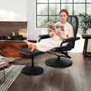 Swivel Recliner Chair with Ottoman in Black PU Leather