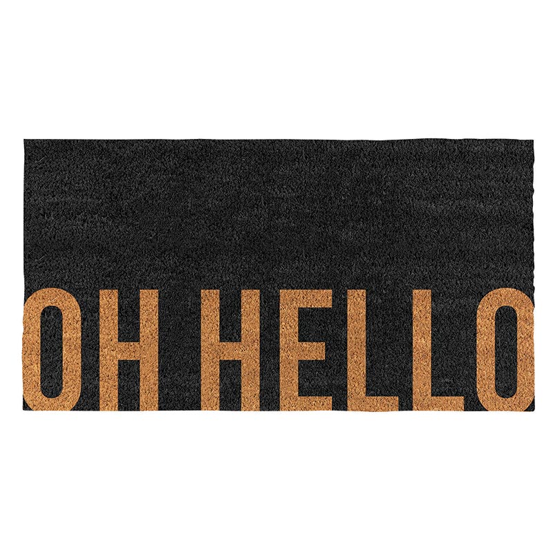 Oh Hello Large Coir Door Mats | Indoor Outdoor Rug | 30