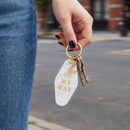 On My Way White Motel Keychain Key Tag | Acrylic