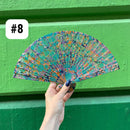 One of a Kind Hand Painted Marbled Wooden Fans - 15 Styles