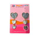 Opalescent Gray Heart Drop Earrings