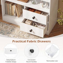 Console Table with 3 Open Shelves and 2 Fabric Drawers