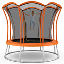 8 Feet Outdoor Unique Flower Shape Trampoline with Enclosure Net-Orange