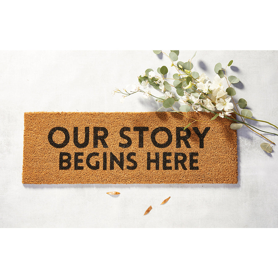 Our Story Begins Here Coir Door Mat | Welcome Outdoor Indoor Rug | 30