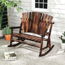 Outdoor Adirondack Rocking Chair for Adults with High Back and Slatted Seat-Brown