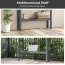 48 Inch Patio Pub Height Table with Storage Shelf and Adjustable Foot Pads