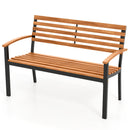 Outdoor Bench Acacia Wood Patio Loveseat with Backrest Armrests