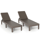 Outdoor Chaise Lounger Chair with Waterproof Rattan Textured PP Surface Set of 2