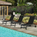 Outdoor Chaise Lounge Chair with Wheels and Metal Frame