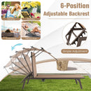 Outdoor Chaise Lounge Chair with Sunshade and 6 Adjustable Position-Brown