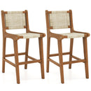 Outdoor Counter Height Bar Stool with Teak Wood Frame