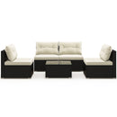 5 Pieces Outdoor Patio Furniture Set with Cushions and Coffee Table