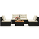 5 Piece Outdoor Furniture Set with Solid Tabletop and Soft Cushions