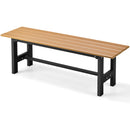 47 Inch Outdoor Chair with Slatted Seat Plastic Coated Iron Frame