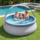 Inflatable Pool with Sunshade Canopy for Outdoor Use