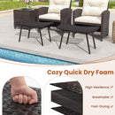 All Weather Outdoor Ottomans Set Patio Footrest Seats Set with Sturdy Metal Legs -Brown