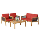 4 Pieces Patio Rattan Furniture Set with Removable Cushions